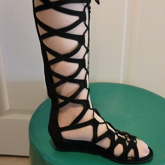 Black Gladiator Sandals - Picture 3 of 6